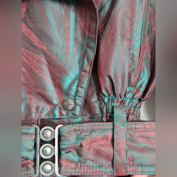 Skea Paris-Vail One Piece Ski Snowboard Suit Womens 6 80s Shimmer Belted (Rare) - Picture 11 of 14